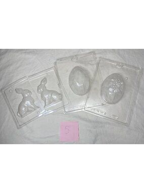 Vintage Life of the Party Easter Chocolate Candy Molds, Bunny & 2 Part Egg 3d